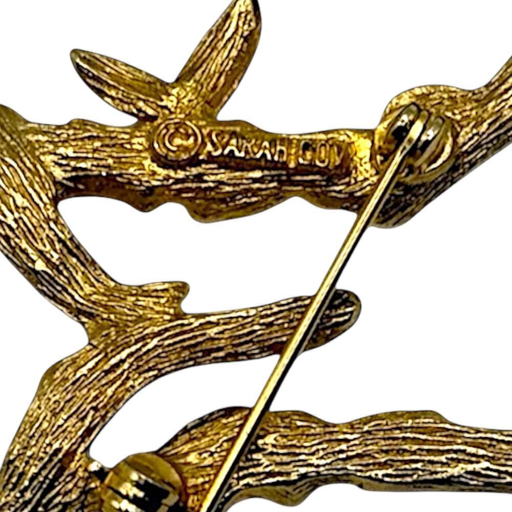 Vintage Sarah Coventry Letter M Gold Tone Brooch Pin Twig Leaf - Picture 2 of 5